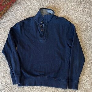 Brooks Brothers Men's Navy Button-Up Crewneck Sweater